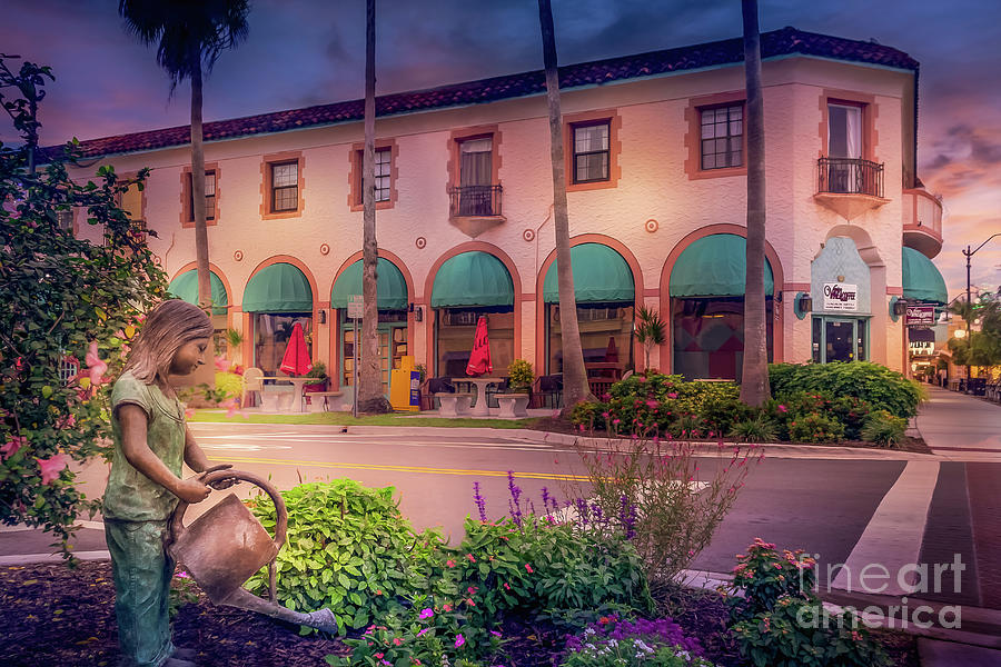 Girl With Watering Can Statue in Venice, Florida Photograph by Liesl Walsh