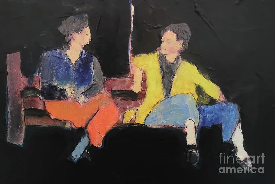 Girlfriend Conversation Painting by Mark SanSouci