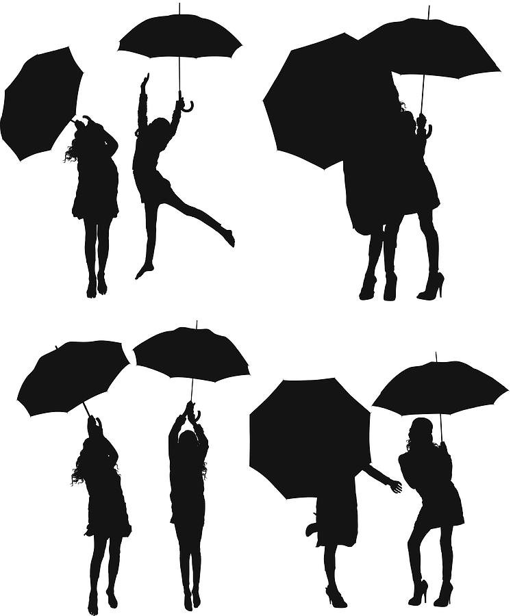Girls and umbrella vector Drawing by 4x6