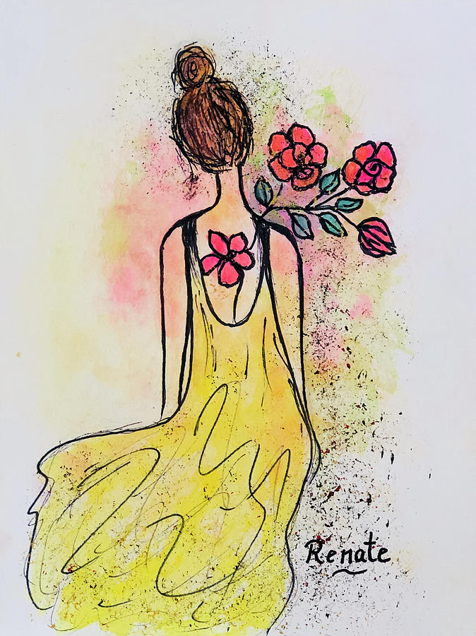 Girls are like flowers they beautify the world Painting by Renate Dartois