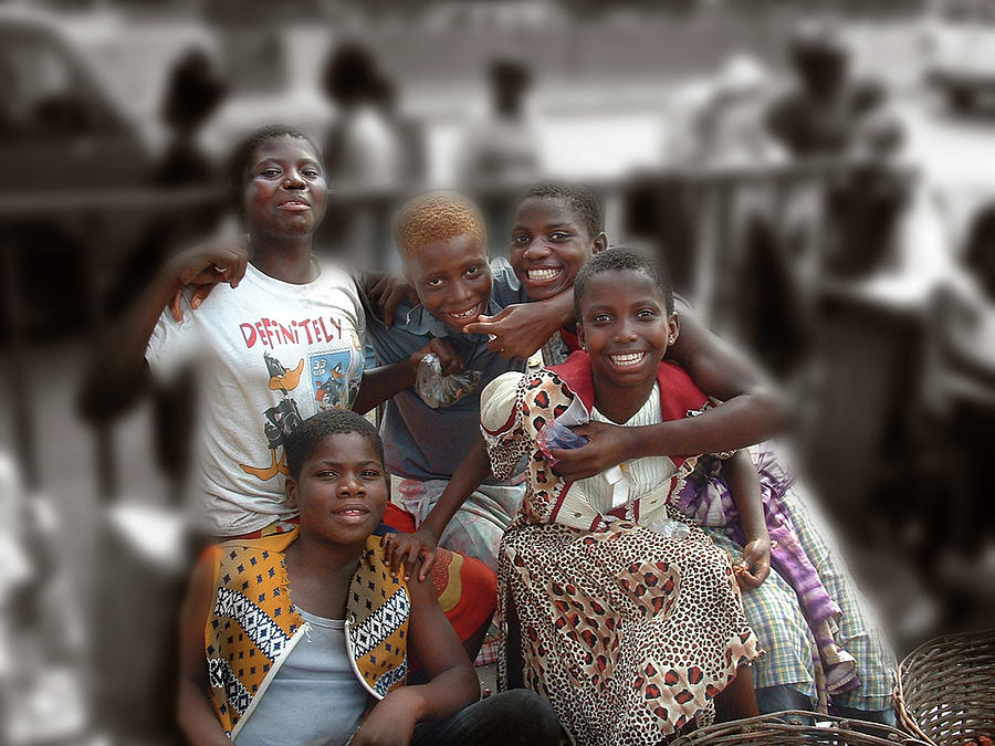 Girls at the Marketplace Ghana Photograph by Wayne King