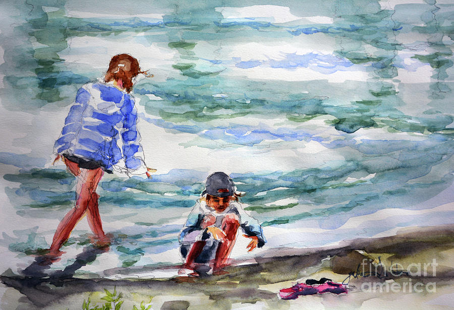 Girls at the river 4-2023 Painting by Julianne Felton