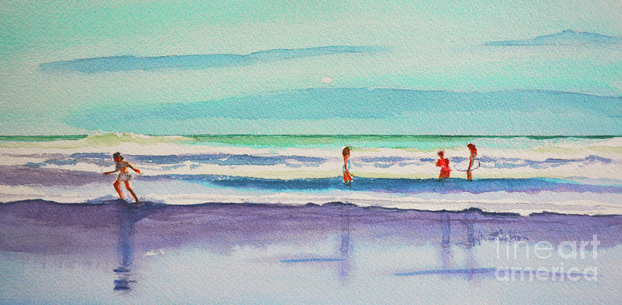 Girls day at the beach 4-5-2023 Painting by Julianne Felton