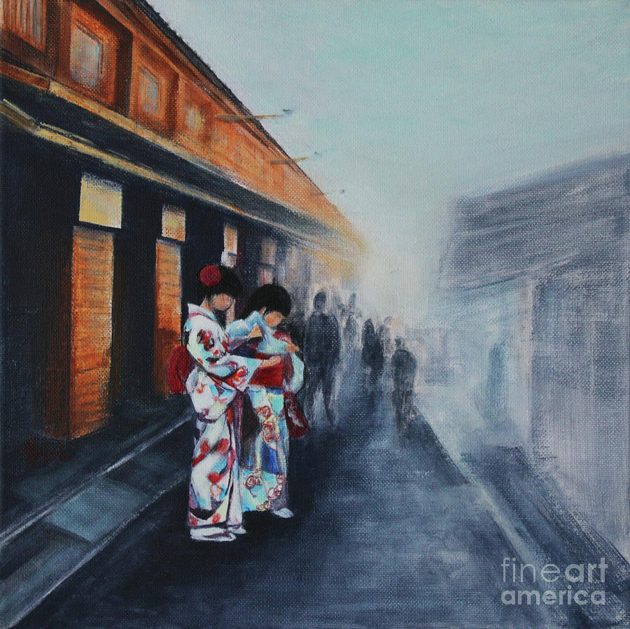 Girls In Kimono Painting by Jane See