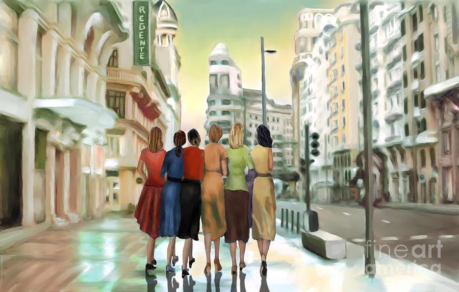 Girls Night Out Painting by Ana Borras