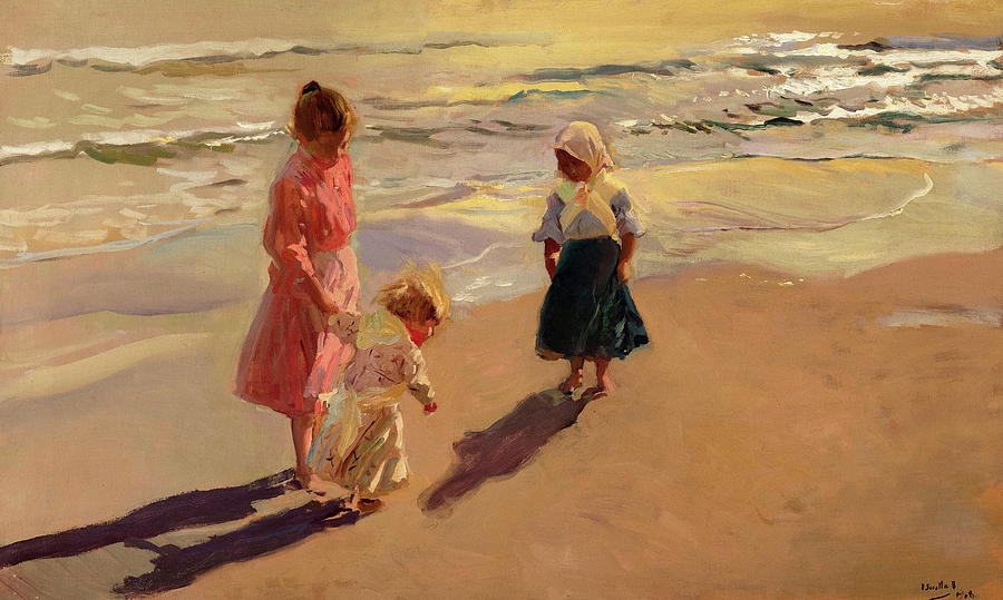 Girls on the Beach Painting by Joaquin Sorolla - Fine Art America