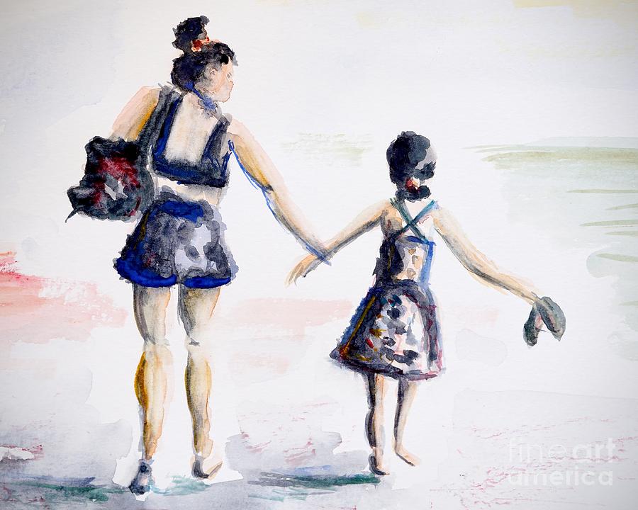 Girls on the Beach Painting by Patty Donoghue