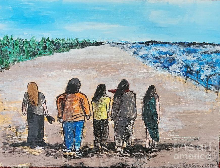 The Girls Weekend at the Beach Painting by Mark SanSouci