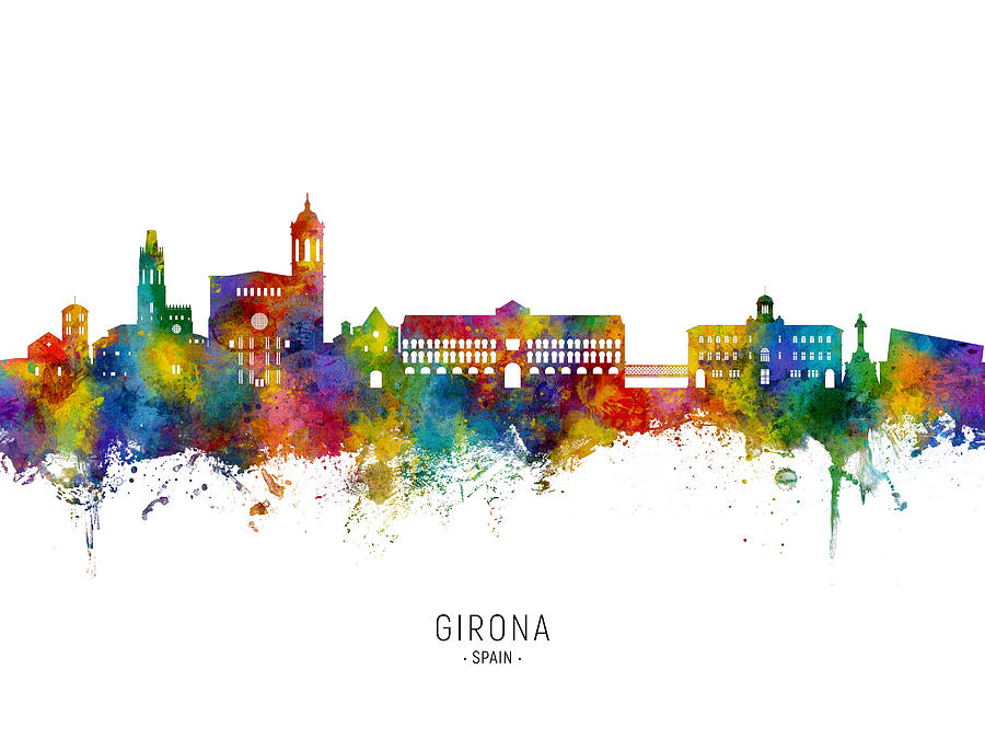 Girona Spain Skyline #92 Digital Art by Michael Tompsett