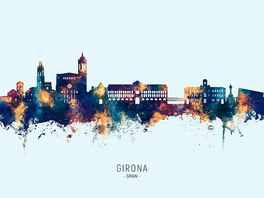 Girona Spain Skyline #95 Digital Art by Michael Tompsett