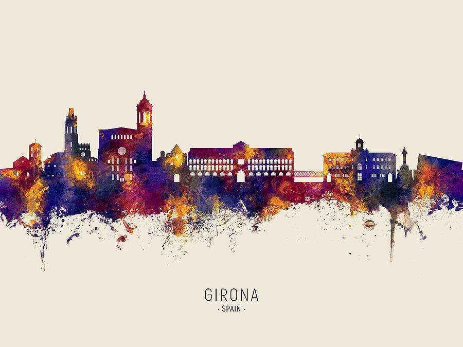 Girona Spain Skyline #97 Digital Art by Michael Tompsett