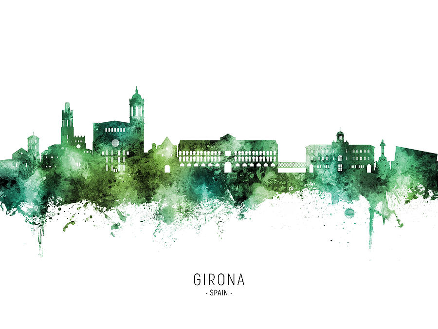 Girona Spain Skyline #99 Digital Art by Michael Tompsett