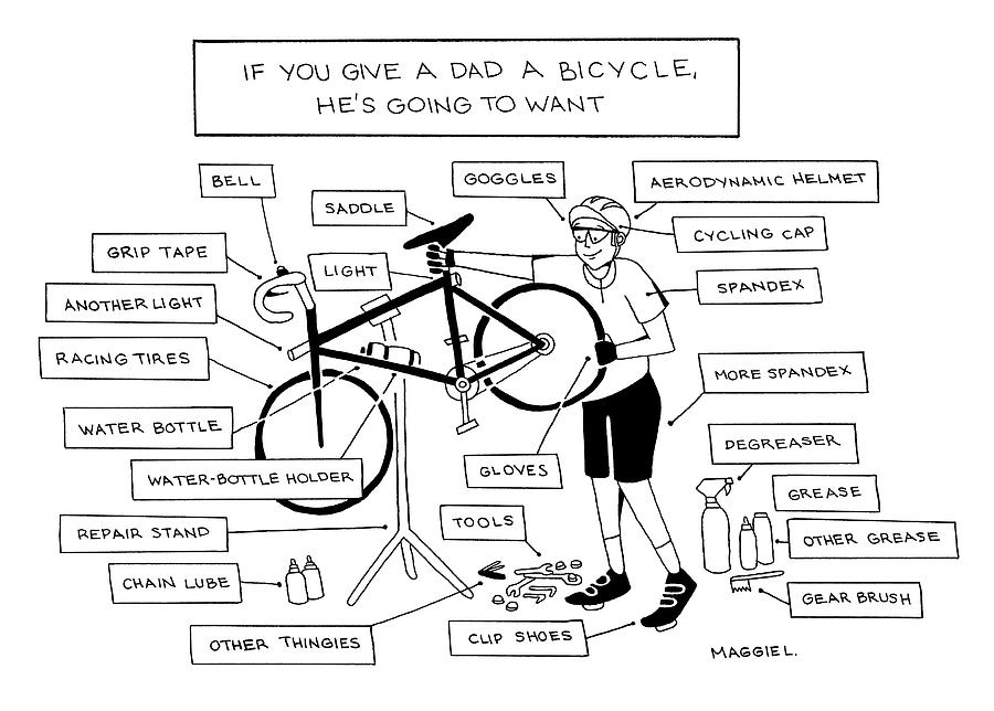 Give a Dad a Bicycle Drawing by Maggie Larson