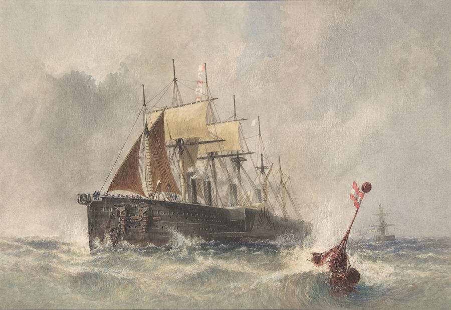 Launching The Buoy From The Bow Of The Great Eastern Painting