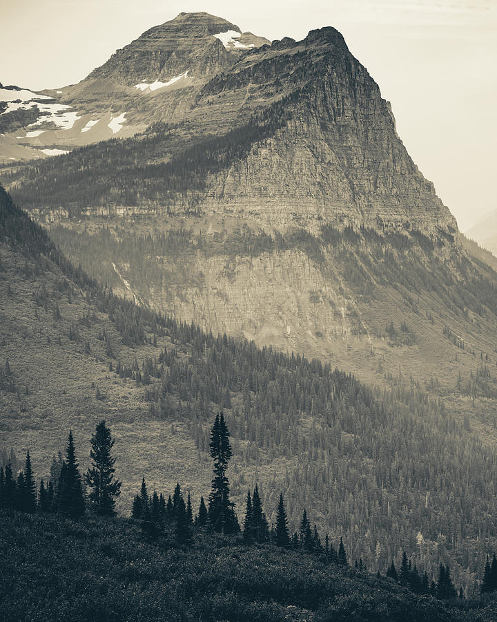 Glacial Majesty And Montana Monolithic Peaks - Sepia Edition Photograph by Gregory Ballos