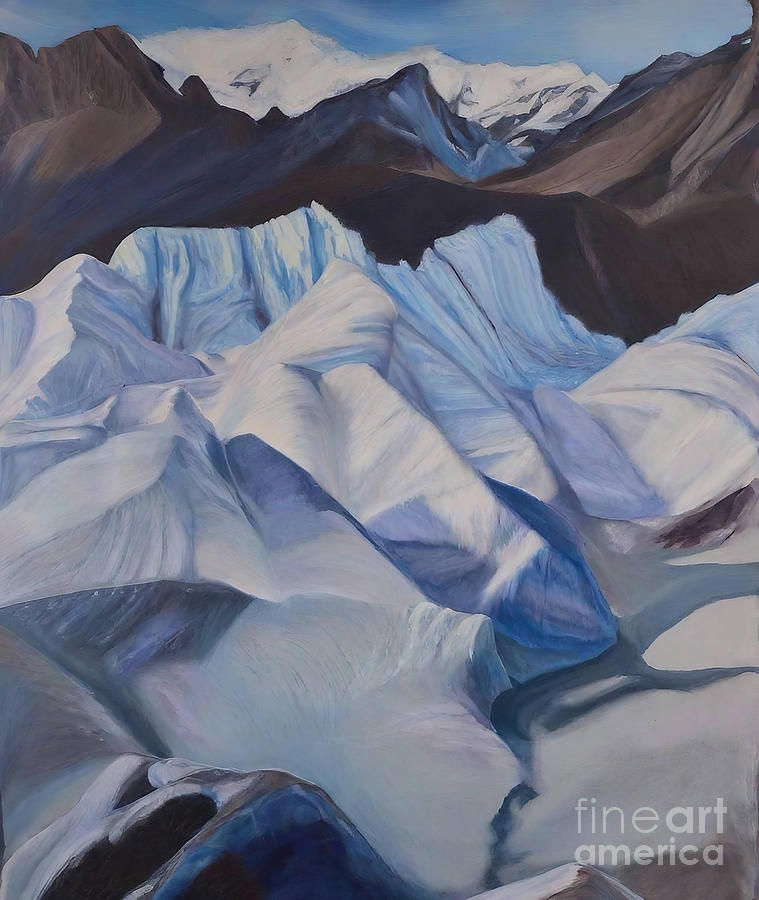 Landscape Painting - Glaciar Painting glacier glaciar oil canvas landscape mountain a by N Akkash