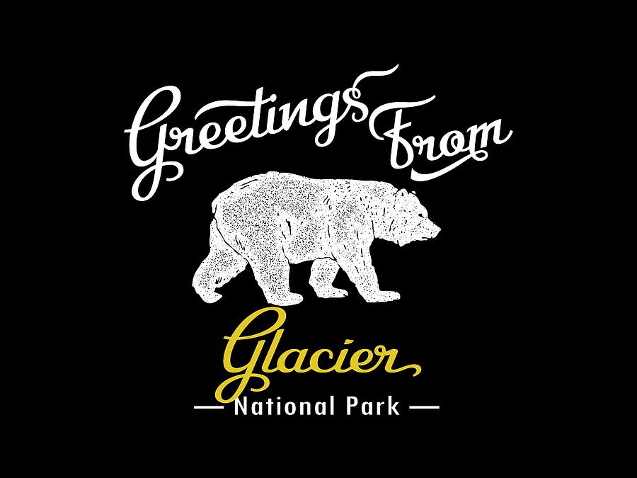 Glacier National Park Chalk Bear Digital Art by Flo Karp