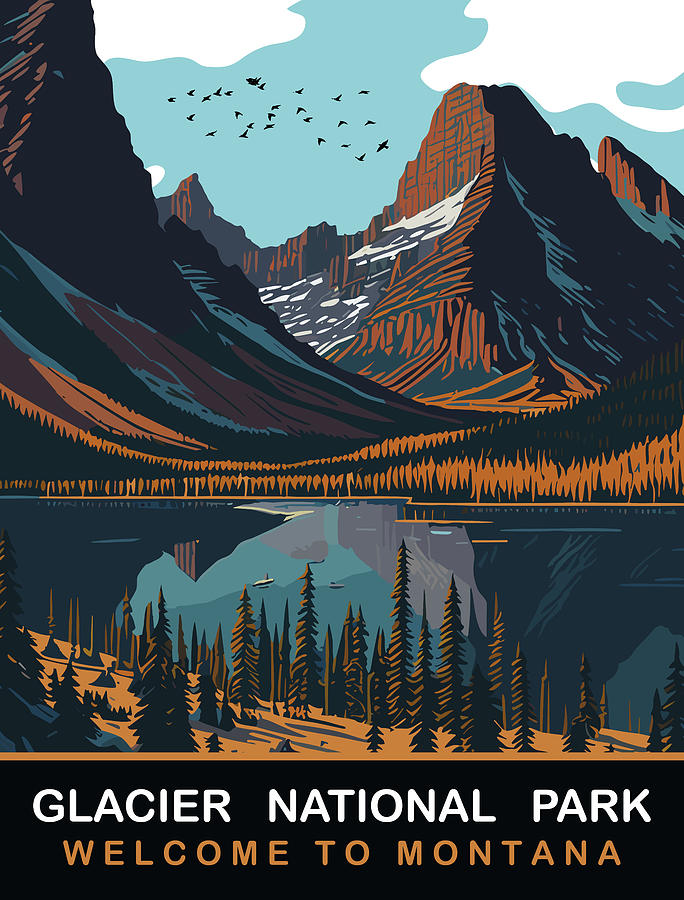 Mountain Digital Art - Glacier National Park, MT by Long Shot