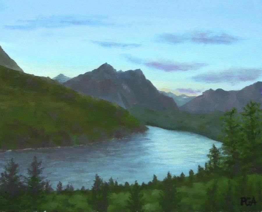 Glacier National Park Sunset Painting by Phyllis Andrews
