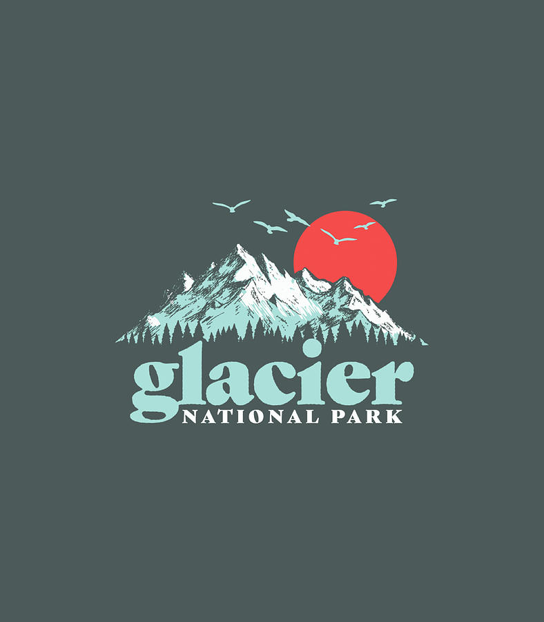 Glacier National Park Vintage 80S Mountains Digital Art by Milany Olivi ...