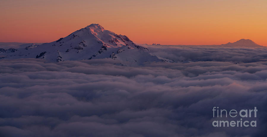 Glacier Peak and Mount Rainier Sunset Above the Clouds Photograph by ...