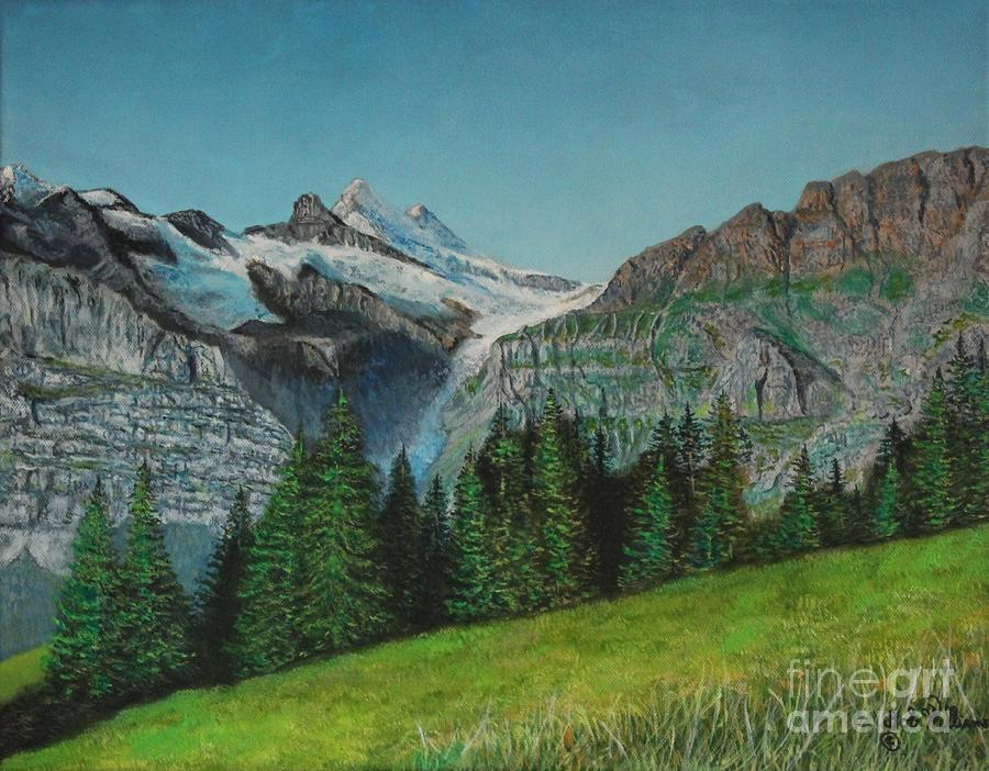 Landscape Drawing - Glacier Peaks and wild Grass by Bob Williams