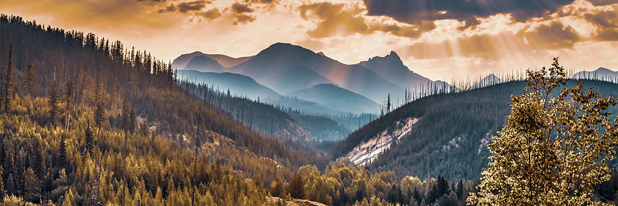 Glacier Rocky Mountain Range Panorama - Montana Sunrise Photograph by Gregory Ballos