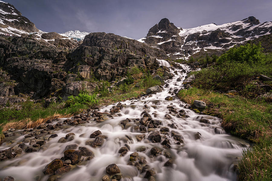 Glacier Waterfall Of Joffre Lakes Photograph