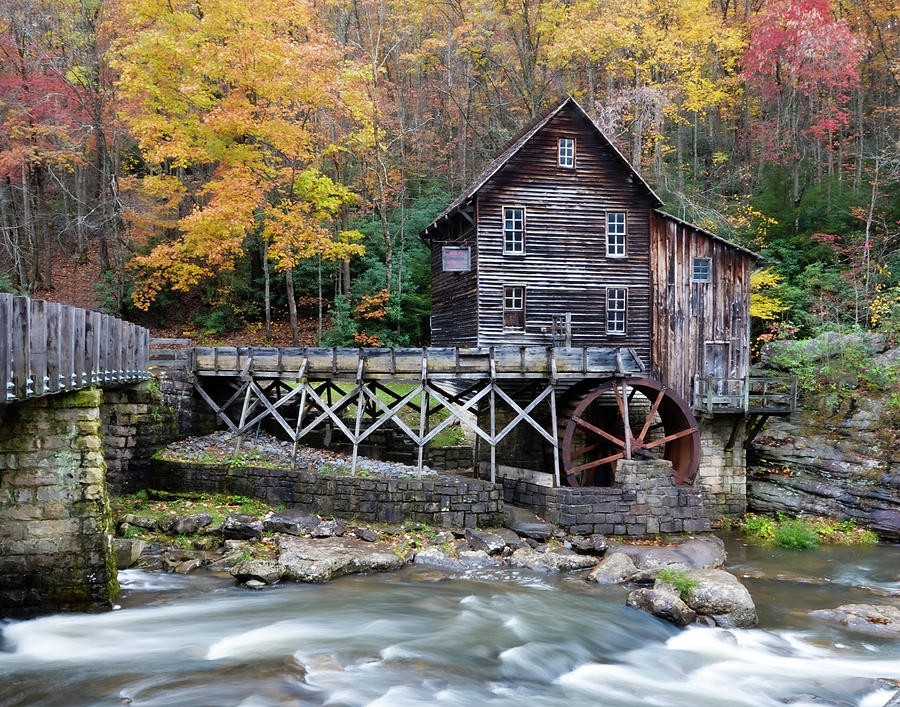 Glade Creek Grist Mill and Bridge Photograph by Julie A Murray - Pixels