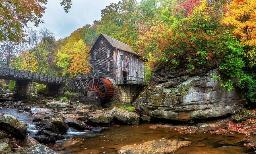 Glade Creek Grist Mill in Autumn Photograph by Mark Papke