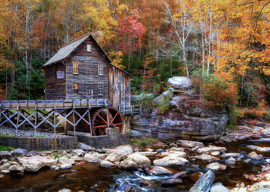 Glade Creek Grist Mill in Autumn Photograph by Susan Rissi Tregoning