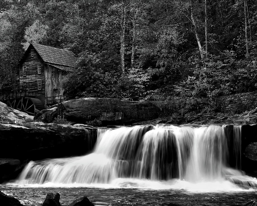Glade Creek Grist Mill Monochrome Photograph by Flees Photos