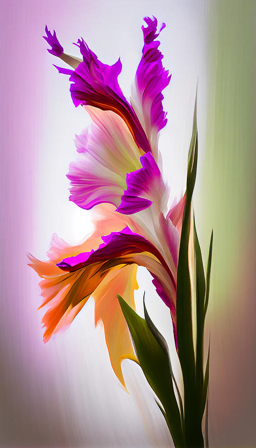 Gladioli  Swaying  In  The  Wind  Captured  In  An  Abs  Bdb  Fbe  F  Bfe  Acdb By Asar Studios Digital Art