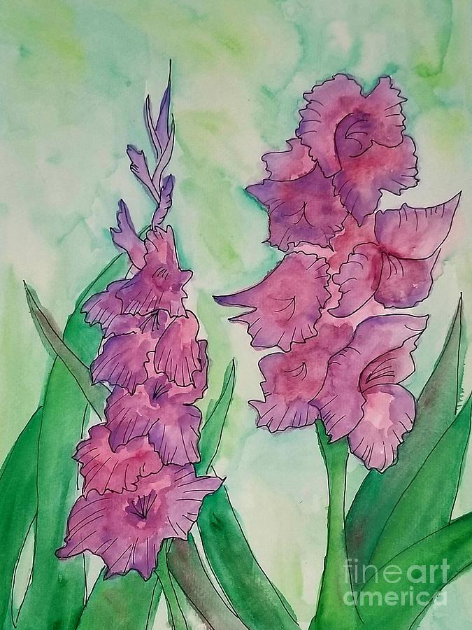 Gladiolus in Watercolor Painting by Expressions By Stephanie