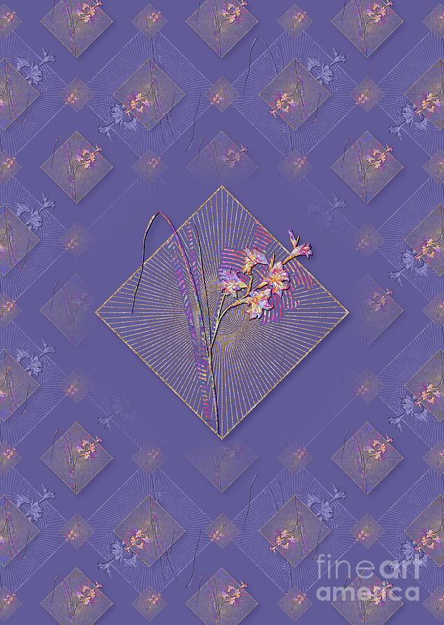 Gladiolus Ringens Geometric Mosaic Pattern in Veri Peri n.0179 Mixed Media by Holy Rock Design