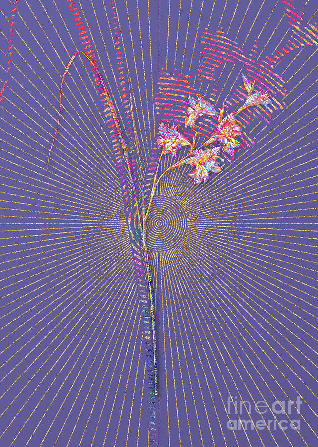 Gladiolus Ringens Mosaic Botanical Art on Veri Peri n.0178 Mixed Media by Holy Rock Design