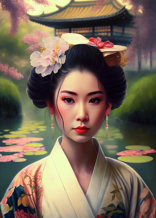 Flower Painting - Glamourous Geisha 2 by Yontartov