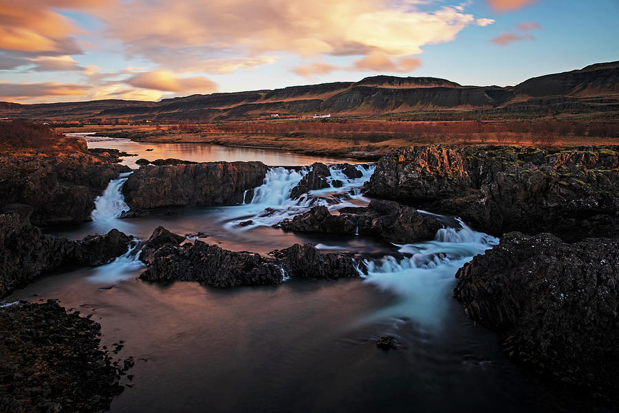 Glanni Waterfall at Sunset Bifrost Iceland Photograph by Toby McGuire