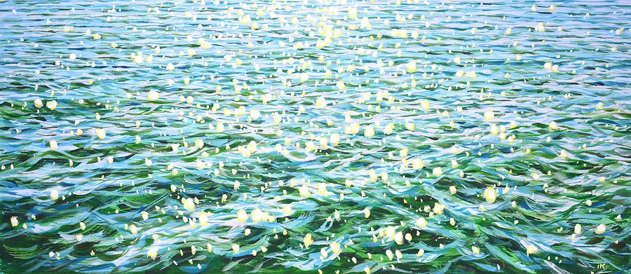 Glare in emerald water. Painting by Iryna Kastsova