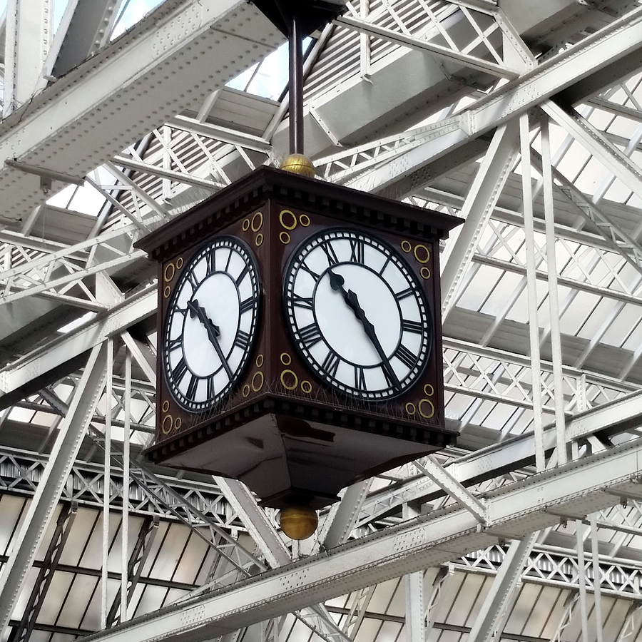 Architecture Photograph - Glasgow Central Train Station Clock by Christi Kraft