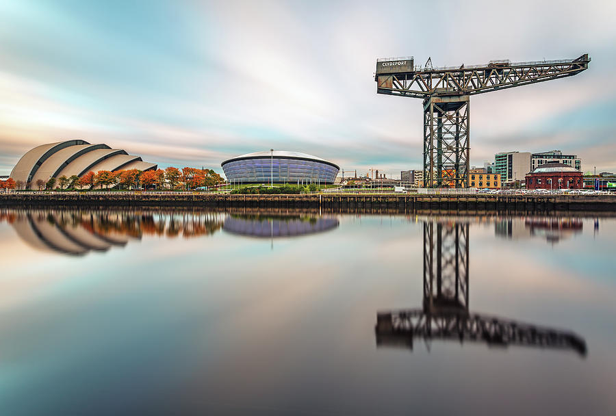 Fall Photograph - Glasgow River Clyde waterfront reflections by Grant Glendinning