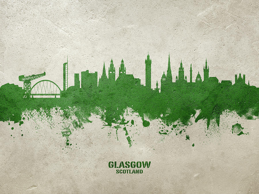 Skyline Digital Art - Glasgow Scotland Skyline #95 by Michael Tompsett