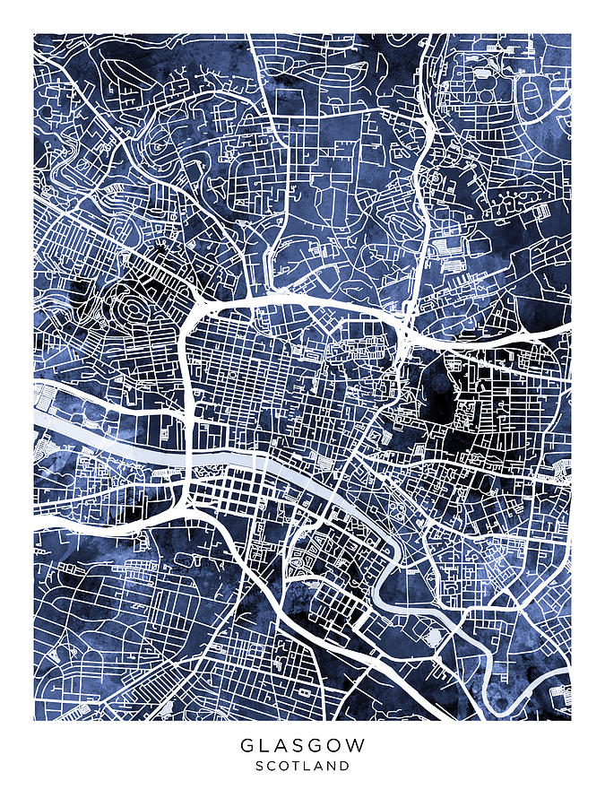 Glasgow Digital Art - Glasgow Street Map #88 by Michael Tompsett