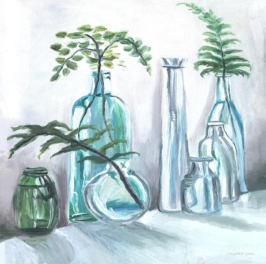 Glass and Ferns 2 Painting by Elizabeth Robinette Tyndall