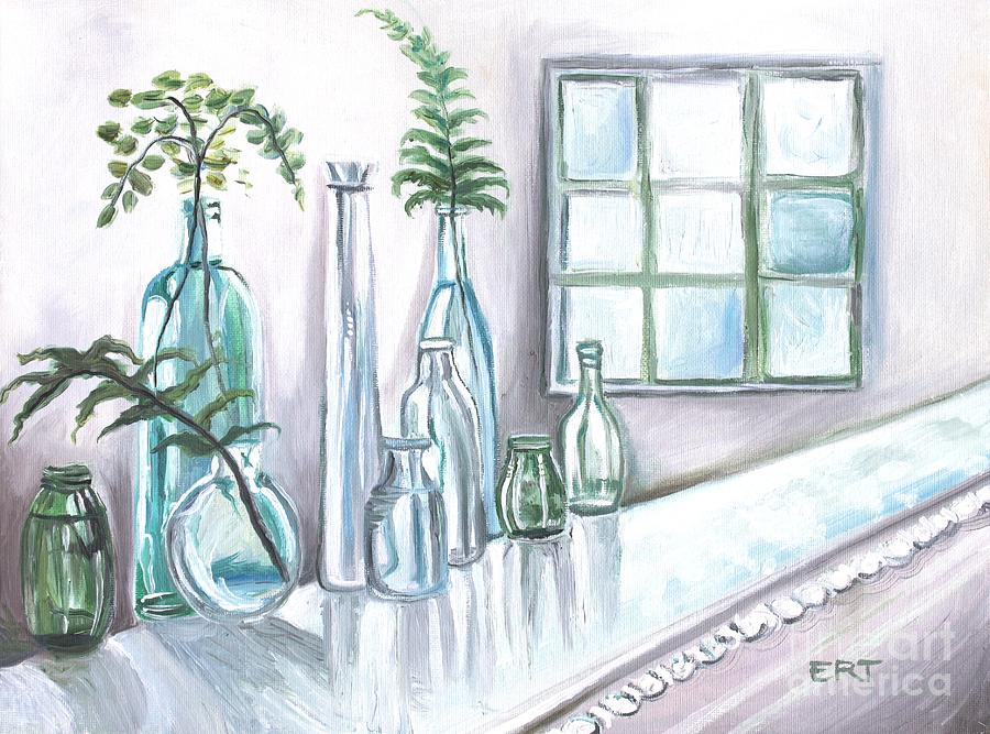 Glass and Ferns Painting by Elizabeth Robinette Tyndall