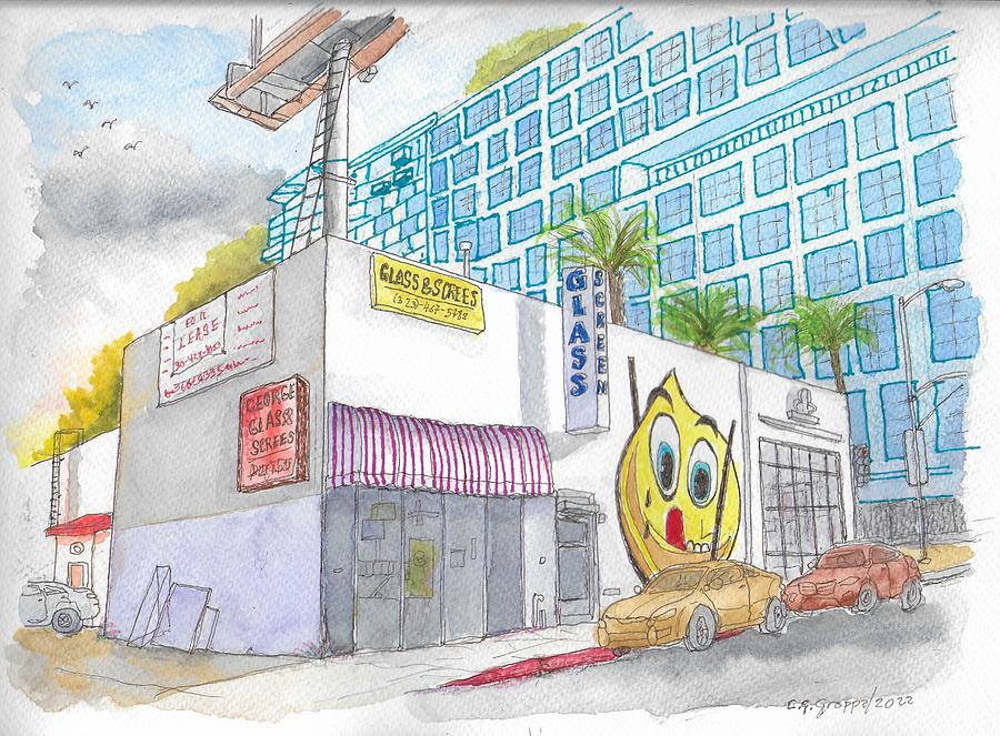 Glass and Screen Store in Hollywood, California Painting by Carlos G Groppa