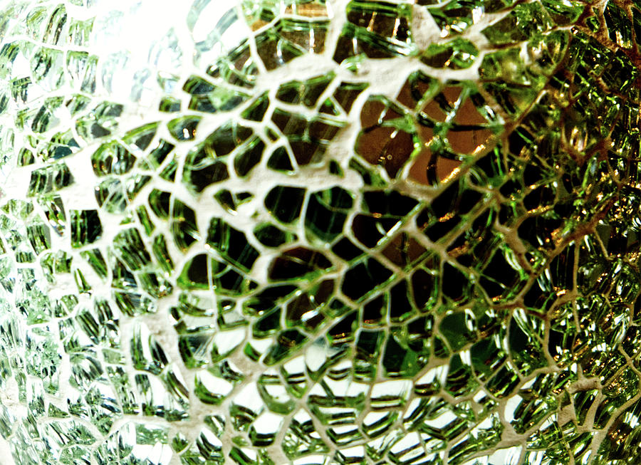 Glass Ball - Broken Glass Gold and White Photograph by Patricia Piotrak