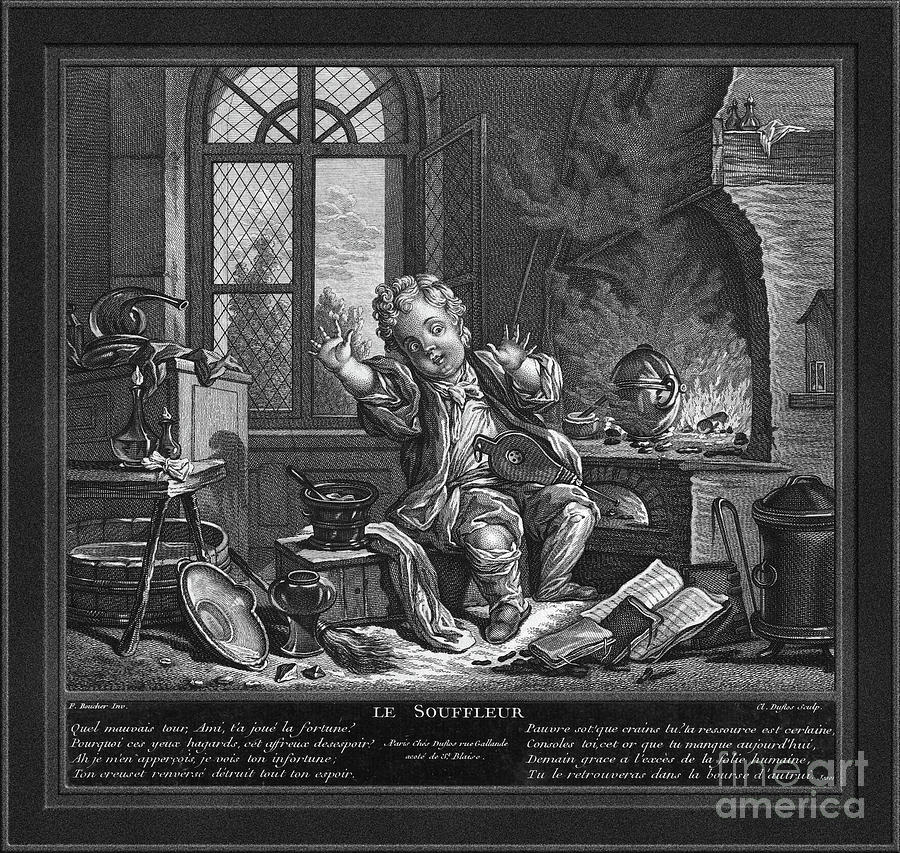 Glass Blower by Engraver Claude Augustin Duflos le Jeune Old Masters Classical Fine Art Reproduction Painting by Rolando Burbon
