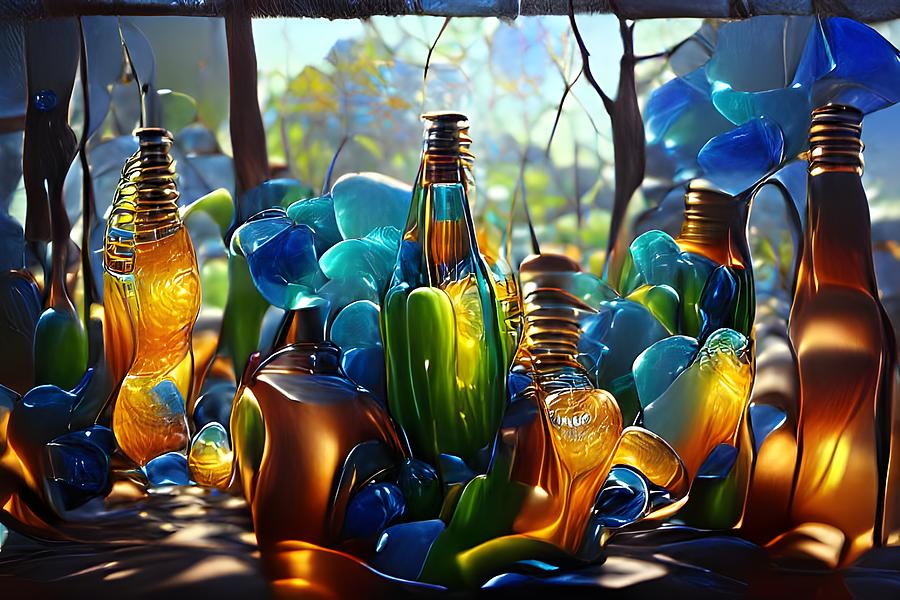 Glass Bottles Digital Art by Beverly Read