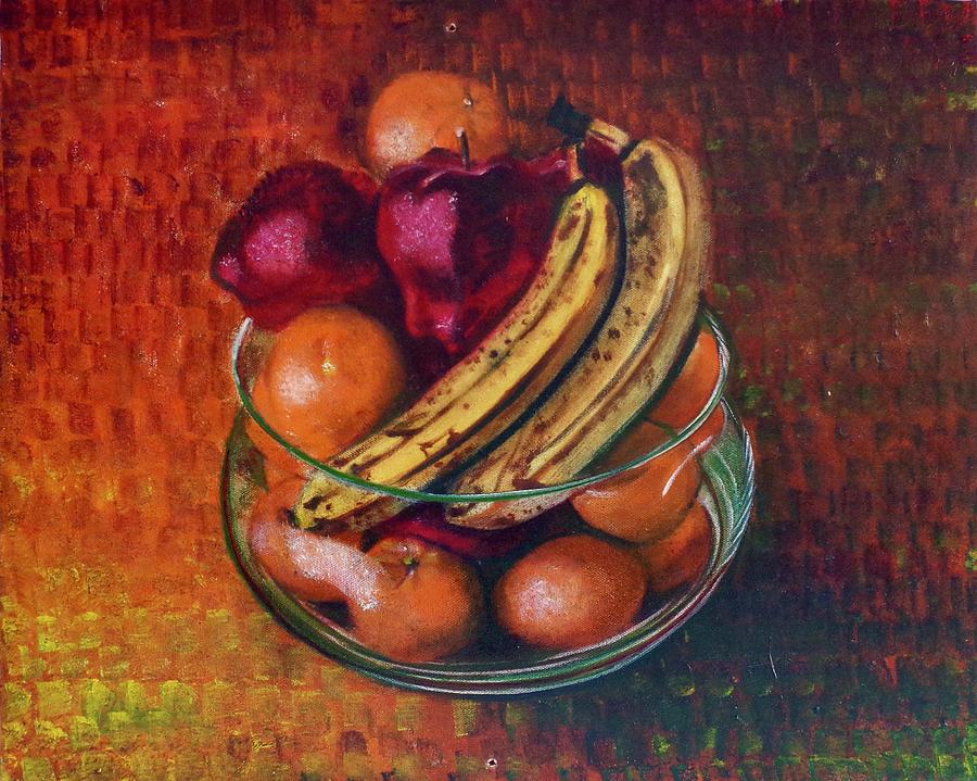Glass Bowl Of Fruit Painting by Sean Connolly